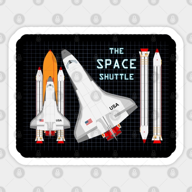 The Space Shuttle and the Blueprint Sticker by SPAZE